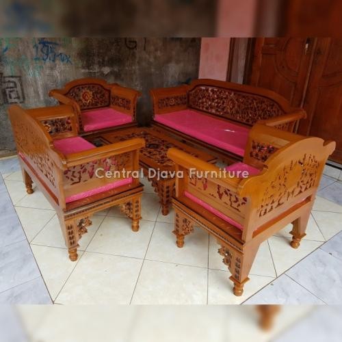 Kursi sofa tamu klasik ukiran kayu jati asli jepara